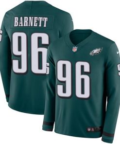 Nike Philadelphia Eagles #96 Derek Barnett Midnight Green Team Color Men's Stitched NFL Limited Therma Long Sleeve Jersey Men's