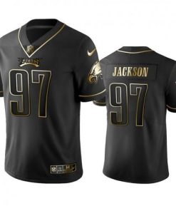Nike Philadelphia Eagles #97 Malik Jackson Black Golden Limited Edition Stitched NFL Jersey Men's