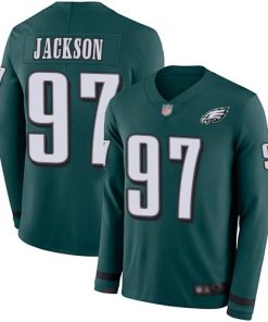 Nike Philadelphia Eagles #97 Malik Jackson Midnight Green Team Color Men's Stitched NFL Limited Therma Long Sleeve Jersey Men's