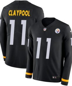 Nike Pittsburgh Steelers #11 Chase Claypool Black Team Color Men's Stitched NFL Limited Therma Long Sleeve Jersey Men's