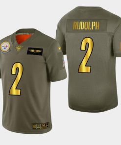 Nike Pittsburgh Steelers #2 Mason Rudolph Men's Olive Gold 2019 Salute to Service NFL 100 Limited Jersey Men's
