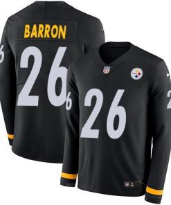 Nike Pittsburgh Steelers #26 Mark Barron Black Team Color Men's Stitched NFL Limited Therma Long Sleeve Jersey Men's