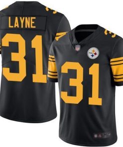 Nike Pittsburgh Steelers #31 Justin Layne Black Men's Stitched NFL Limited Rush Jersey Men's