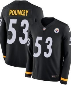 Nike Pittsburgh Steelers #53 Maurkice Pouncey Black Team Color Men's Stitched NFL Limited Therma Long Sleeve Jersey Men's