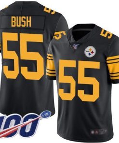 Nike Pittsburgh Steelers #55 Devin Bush Black Men's Stitched NFL Limited Rush 100th Season Jersey Men's