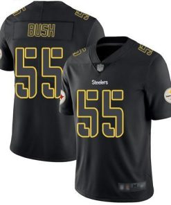 Nike Pittsburgh Steelers #55 Devin Bush Black Men's Stitched NFL Limited Rush Impact Jersey Men's