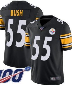 Nike Pittsburgh Steelers #55 Devin Bush Black Team Color Men's Stitched NFL 100th Season Vapor Limited Jersey Men's