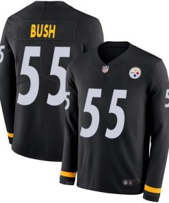 Nike Pittsburgh Steelers #55 Devin Bush Black Team Color Men's Stitched NFL Limited Therma Long Sleeve Jersey Men's