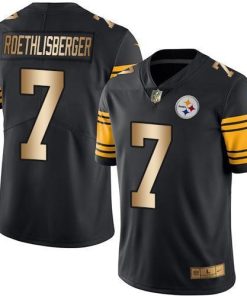 Nike Pittsburgh Steelers #7 Ben Roethlisberger Black Men's Stitched NFL Limited Gold Rush Jersey Men's