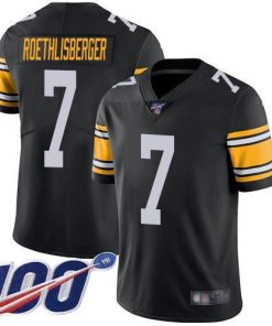 Nike Pittsburgh Steelers #7 Ben Roethlisberger Black Alternate Men's Stitched NFL 100th Season Vapor Limited Jersey Men's