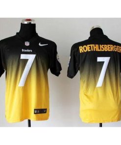 Nike Pittsburgh Steelers #7 Ben Roethlisberger Black/Gold Men's Stitched NFL Elite Fadeaway Fashion Jersey Men's