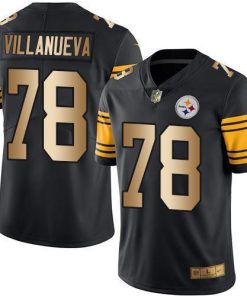 Nike Pittsburgh Steelers #78 Alejandro Villanueva Black Men's Stitched NFL Limited Gold Rush Jersey Men's