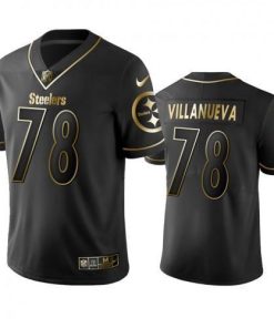 Nike Pittsburgh Steelers #78 Alejandro Villanueva Black Golden Limited Edition Stitched NFL Jersey Men's