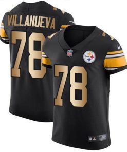 Nike Pittsburgh Steelers #78 Alejandro Villanueva Black Team Color Men's Stitched NFL Elite Gold Jersey Men's