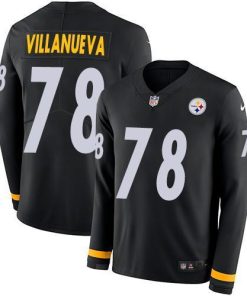 Nike Pittsburgh Steelers #78 Alejandro Villanueva Black Team Color Men's Stitched NFL Limited Therma Long Sleeve Jersey Men's