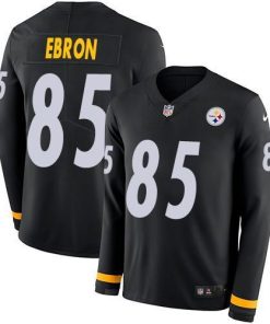 Nike Pittsburgh Steelers #85 Eric Ebron Black Team Color Men's Stitched NFL Limited Therma Long Sleeve Jersey Men's