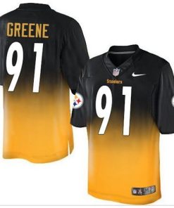 Nike Pittsburgh Steelers #91 Kevin Greene Black/Gold Men's Stitched NFL Elite Fadeaway Fashion Jersey Men's