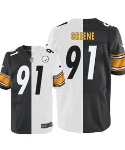 Nike Pittsburgh Steelers #91 Kevin Greene White/Black Men's Stitched NFL Elite Split Jersey Men's