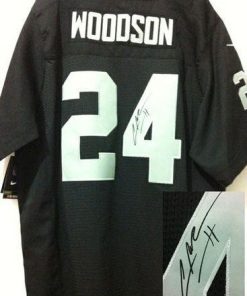 Nike Raiders #24 Charles Woodson Black Team Color Men's Stitched NFL Elite Autographed Jersey