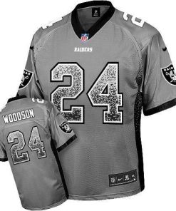 Nike Raiders #24 Charles Woodson Grey Men's Stitched NFL Elite Drift Fashion Jersey