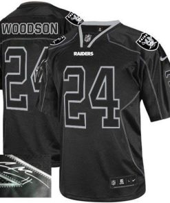 Nike Raiders #24 Charles Woodson Lights Out Black Men's Stitched NFL Elite Autographed Jersey