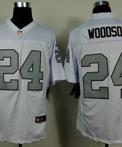 Nike Raiders #24 Charles Woodson White Silver No. Men's Stitched NFL Elite Jersey