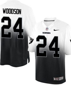 Nike Raiders #24 Charles Woodson White/Black Men's Stitched NFL Elite Fadeaway Fashion Jersey