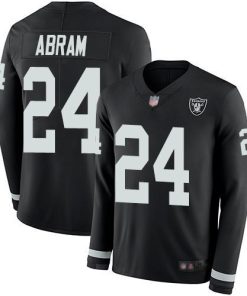 Nike Raiders #24 Johnathan Abram Black Team Color Men's Stitched NFL Limited Therma Long Sleeve Jersey