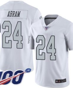 Nike Raiders #24 Johnathan Abram White Men's Stitched NFL Limited Rush 100th Season Jersey