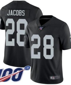 Nike Raiders #28 Josh Jacobs Black Team Color Men's Stitched NFL 100th Season Vapor Limited Jersey