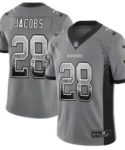 Nike Raiders #28 Josh Jacobs Gray Men's Stitched NFL Limited Rush Drift Fashion Jersey