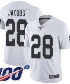Nike Raiders #28 Josh Jacobs White Men's Stitched NFL 100th Season Vapor Limited Jersey