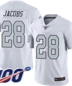 Nike Raiders #28 Josh Jacobs White Men's Stitched NFL Limited Rush 100th Season Jersey
