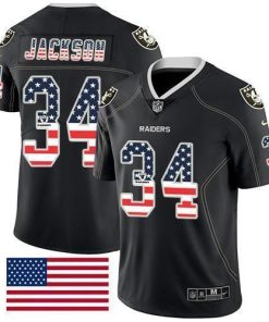 Nike Raiders #34 Bo Jackson Black Men's Stitched NFL Limited Rush USA Flag Jersey