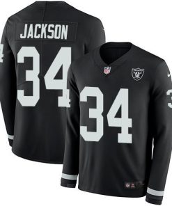 Nike Raiders #34 Bo Jackson Black Team Color Men's Stitched NFL Limited Therma Long Sleeve Jersey