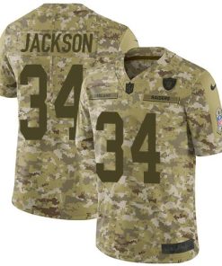 Nike Raiders #34 Bo Jackson Camo Men's Stitched NFL Limited 2018 Salute To Service Jersey