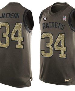 Nike Raiders #34 Bo Jackson Green Men's Stitched NFL Limited Salute To Service Tank Top Jersey