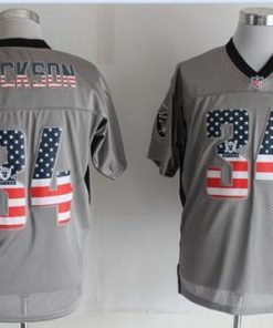 Nike Raiders #34 Bo Jackson Grey Men's Stitched NFL Elite USA Flag Fashion Jersey