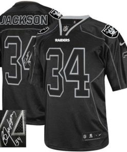 Nike Raiders #34 Bo Jackson Lights Out Black Men's Stitched NFL Elite Autographed Jersey