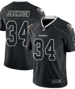 Nike Raiders #34 Bo Jackson Lights Out Black Men's Stitched NFL Limited Rush Jersey