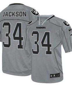 Nike Raiders #34 Bo Jackson Lights Out Grey Men's Stitched NFL Elite Jersey