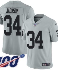 Nike Raiders #34 Bo Jackson Silver Men's Stitched NFL Limited Inverted Legend 100th Season Jersey