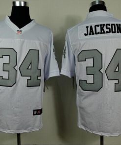 Nike Raiders #34 Bo Jackson White Silver No. Men's Stitched NFL Elite Jersey