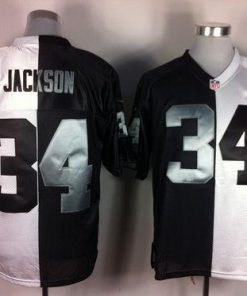 Nike Raiders #34 Bo Jackson White/Black Men's Stitched NFL Elite Split Jersey