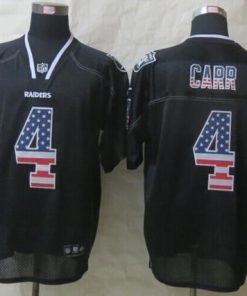 Nike Raiders #4 Derek Carr Black Men's Stitched NFL Elite USA Flag Fashion Jersey