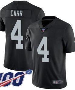 Nike Raiders #4 Derek Carr Black Team Color Men's Stitched NFL 100th Season Vapor Limited Jersey