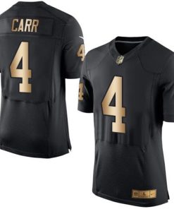 Nike Raiders #4 Derek Carr Black Team Color Men's Stitched NFL New Elite Gold Jersey