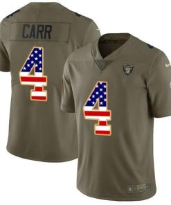Nike Raiders #4 Derek Carr Olive/USA Flag Men's Stitched NFL Limited 2017 Salute To Service Jersey