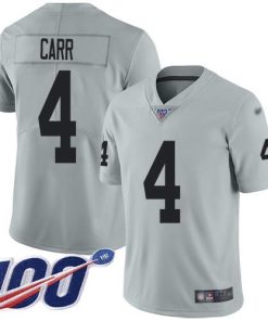 Nike Raiders #4 Derek Carr Silver Men's Stitched NFL Limited Inverted Legend 100th Season Jersey
