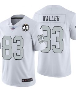 Nike Raiders #83 Darren Waller White 60th Anniversary Patch Men's Stitched NFL 100 Limited Color Rush Jersey